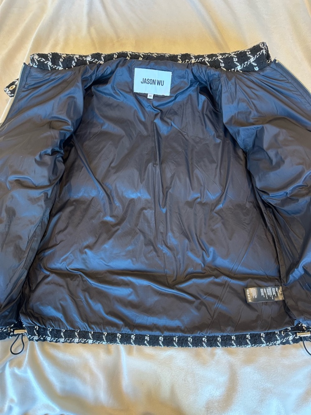 Jason Wu Black & White Tweed Puffer Jacket - Picture 4 of 8